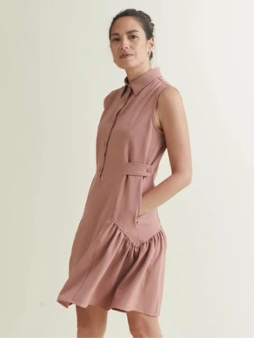 A. PUTNAM Womens Sleeveless Collared Mini Garden Dress Sport Dress Mauve M NWT